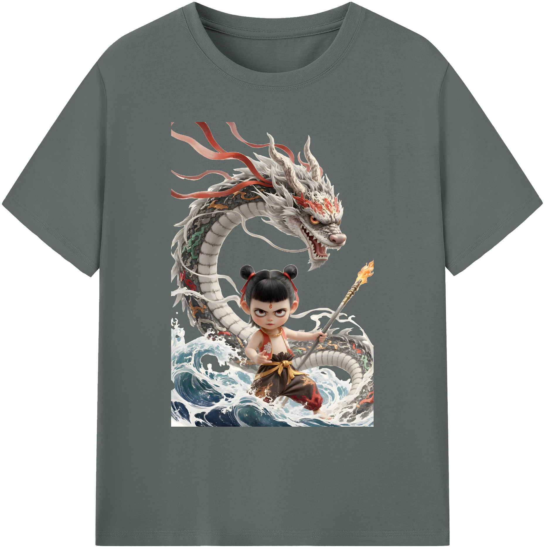 （画像用） Ne Zha 2 ナタ 魔童の大暴れ 綿100％ メンズ半袖Tシャツ｜肌触りやわらか＆通気性